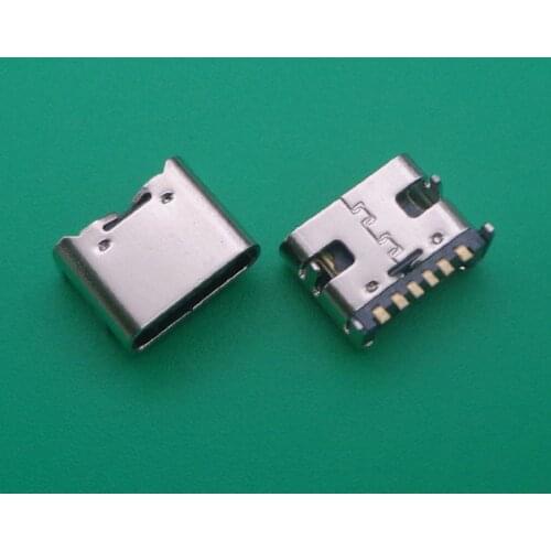 5 pcs USB 3.1 Type C Connector 6 Pins Receptacle Power Charge 3A 30V Rated Socket PCB Shield USB-C Support Pins Through Hole