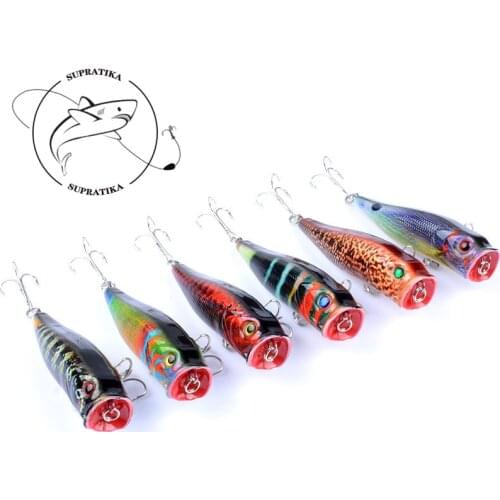 6Pcs/Lot 9cm 14.4g Isca Artificial 3D Eyes Wobblers Popper Fishing Baits Lure Floating Crankbait Hard Bait With 2 Hooks Tackle