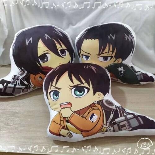 Anime Attack on Titan Levi Mikasa Ackerman Eren Jaeger Cartoon Plush Pendant Keychain Pillow Sofa Cushion Toy Student Cosplay