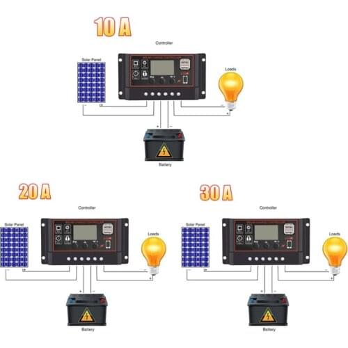 Auto 10/20/30A Solar Panel Charge Controller 12V 24V LCD Display Regulator Timer Setting 5V Dual USB