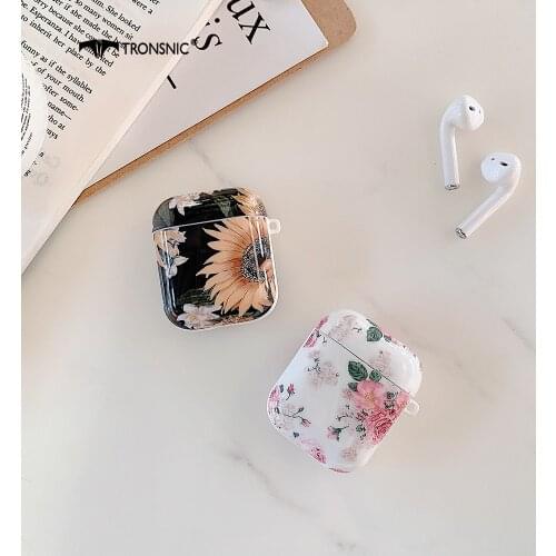 Daisy Flower Black Case for Apple Airpods 1 2 Case Soft Cover Silicone Headphone Glossy Box for Airpod Bluetooth Earphone White