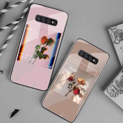 Aesthetic art Flower Sunflower Rose Phone Case Tempered Glass For Samsung S20 Plus S7 S8 S9 S10 Plus Note 8 9 10 Plus