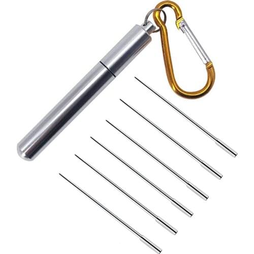 Toothpick Holder keychain - Waterproof Metal Toothpick Box Container & 6 Titanium Toothpick Ultralight Travel Kits