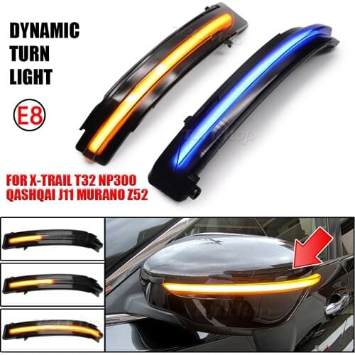 For Nissan X-Trail T32 Qashqai J11 Murano Z52 Navara NP300 Pathfinder Juke LED Dynamic Blinker Turn Signal Lights Mirror Lamp