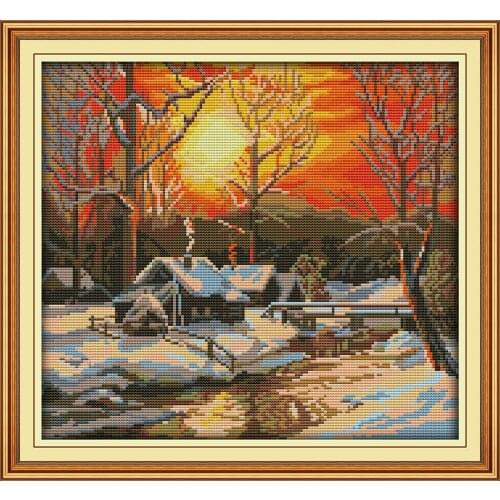 Everlasting Love The Winter Morning Chinese Cross Stitch Kits Ecological Cotton Stamped 11CT DIY New Year Decorations For Home