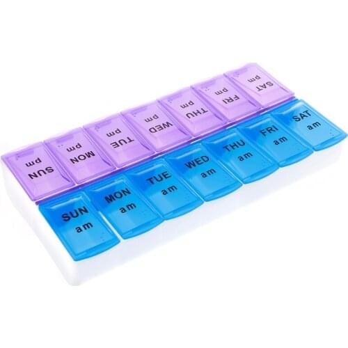 Weekly Pill Organizer Box With Snap Lids 7 Day Medication For Morning And Night 2XPB