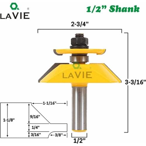 LAVIE 12mm 1/2" Shank Raised Panel Router Bit with Backcutter Chamfer Milling Cutter Ogee Woodworking Cutter Tenon Knife MC03106