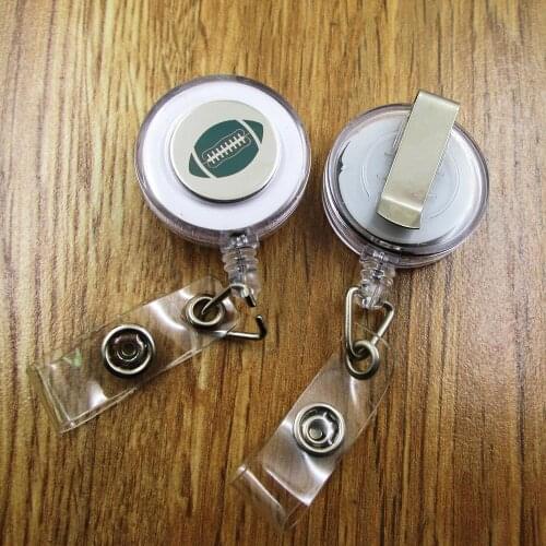 Football ID Badge Reel gift for him/her friend family retractable recoil id badge holder work fun