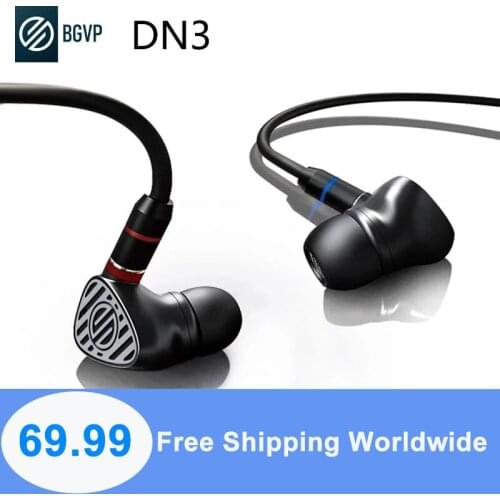 BGVP DN3 1DD+1BA Hybrid Drivers HIFI In-ear Earphone IEM Eerbuds with MMCX Detachable Cable MIC Control Headset