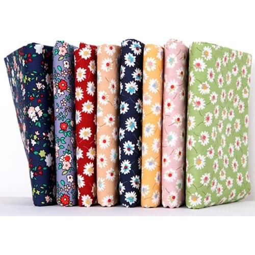 Dasiy Floral Print Cotton Poplin Fabric by the Meter Tissu Sewing Patchwork for Children Clothes Dolls DIY Handmade Accessories