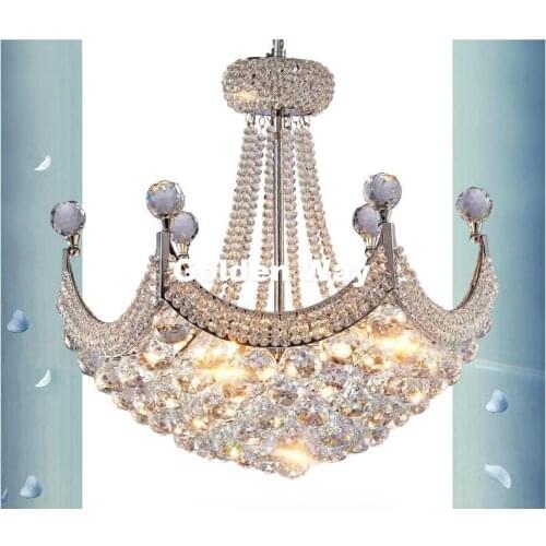 Free Shipping Chrome K9 Crystal Chandelier Lighting D50cm E14 LED Living Room Light Fixtures avize Lustre 90~240V Pendant Lamp