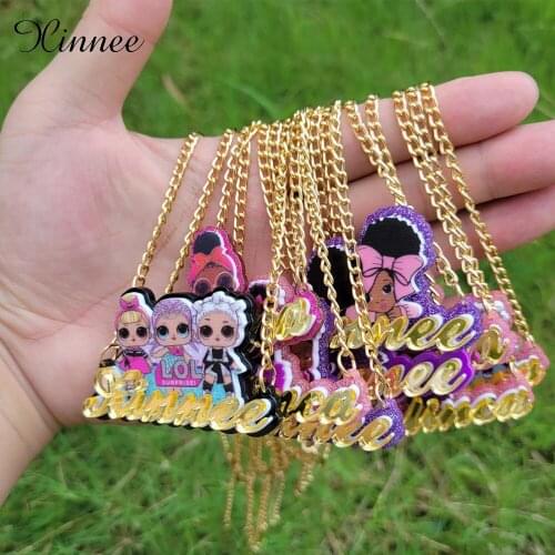 Custom Child Necklace Baby Name Pendant Women Kids Gifts Personalized Nameplate Jewelry acrylic Lol Doll DIY Accessories