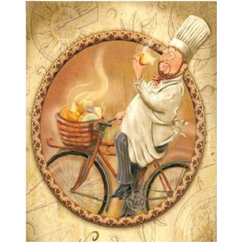 Italian chef Diamond Embroidery Kitchen Decor Diamond Mosaic Cartoon Pattern 5D DIY Full Square Round Diamond Painting YG1146