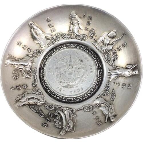 China OLD Tibetan Silver Chinese Silver The Eight Immortals Pen Wash