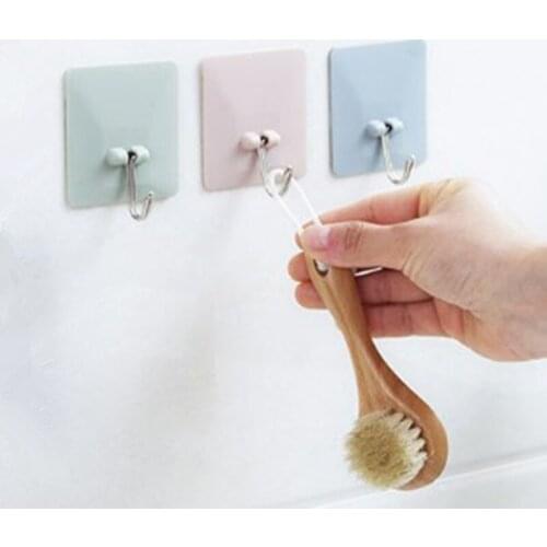Bathroom Kitchen Strong Wall Adhesive Hooks Door Hanging Towel Rack Holder Clothes Organizer Hanger Hook