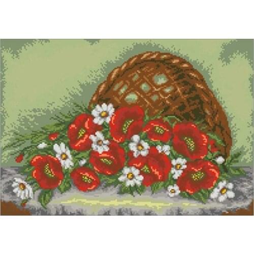 Red poppies and white daisies Counted Cross Stitch 11CT 14CT 18CT DIY Cross Stitch Kits Embroidery Needlework Sets home decor