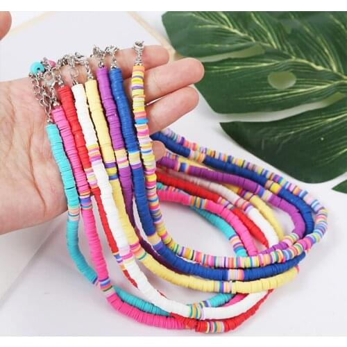 New Bohemian Soft Ceramic Choker Necklaces DIY Handmade Round Disc necklace Women Collar Jewelry Gifts Accessories