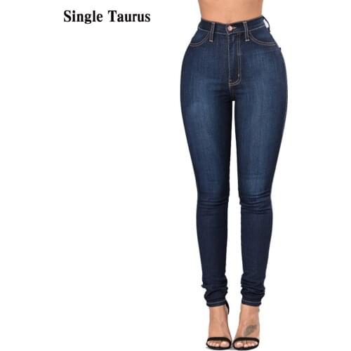 Skinny Jean Trousers Slim Bleached Push Up High Elasticity High Waist Pencil Denim Pant Streetwear Classic Casual Jean for Women