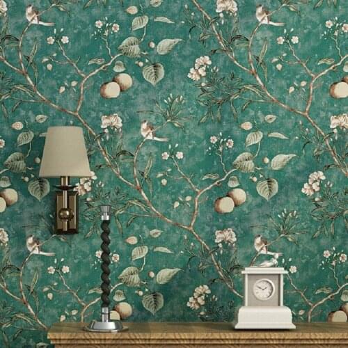 Pastoral 3D Tree Branches Flower Birds Wallpaper for Wall Bedroom Living Room Retro Elegant Home Decor Non-woven Wall Paper Roll