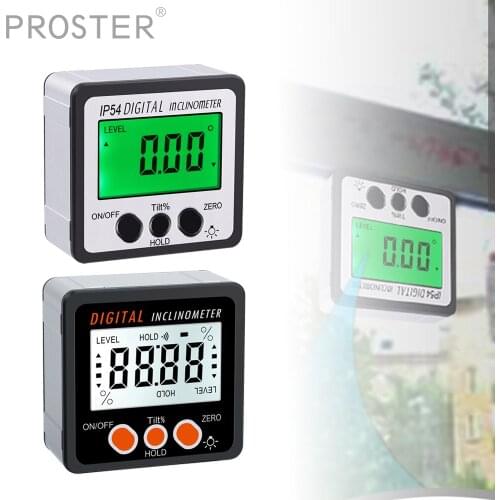 4*90° Digital Magnetic Angle Gage Level Protractor Bevel Gauge Inclinometer Bevel Box LCD Backlight 0.05 Degree Resolution