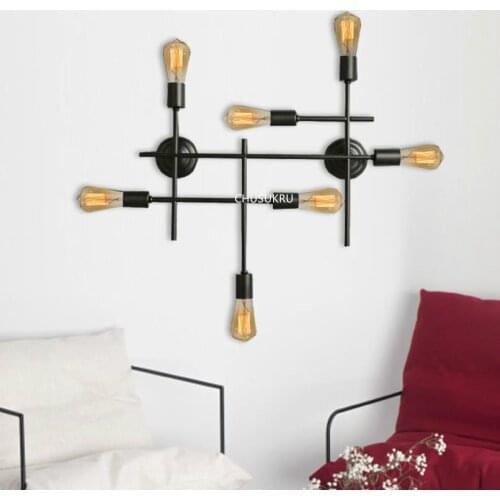 European style simple 7 head wall lamp iron art branch wall lamp corridor study hotel personalized lighting