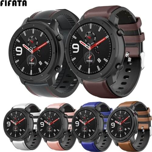FIFATA Leather Bracelet For Amazfit GTR 47mm 42mm Watch Band Straps For Xiaomi Huami GTR 2 Stratos2 2S 3 Smart Watch Wrist Strap