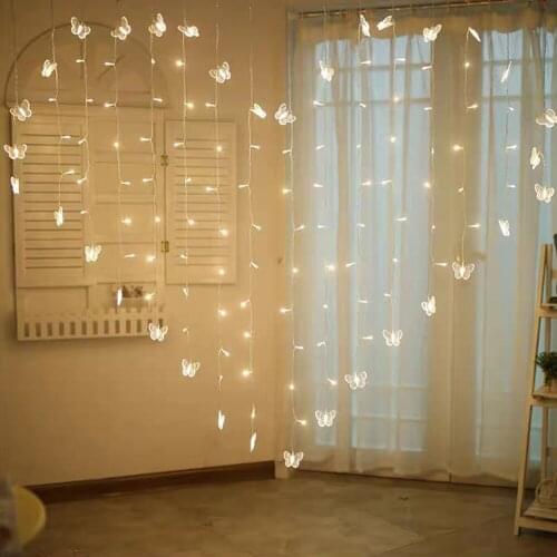 ABXMAS 2x1.5m Heart LED Curtain String EU Plug Fairy Light Garland Bedroom Wedding Home Decorative Holiday Lights Christmas