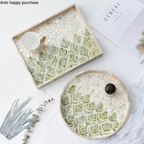 Manual Color Shell Fruit Plate Decoration Jewelry Storage Tray Square Round Wobble Plate Place Rectangular Plate Tissue Box