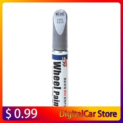 Car Wheel Scratch Repair Touch Up Pen Aluminum Alloy White Silver Touch Up Paint Wheel Refurbished Self-painting Wheel Pen Hot