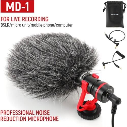 Phone Microphone Portable 3.5mm Capacitor Vlog Voice Recording Mic Interview Microphone for iPhone Android Smartphone Camera