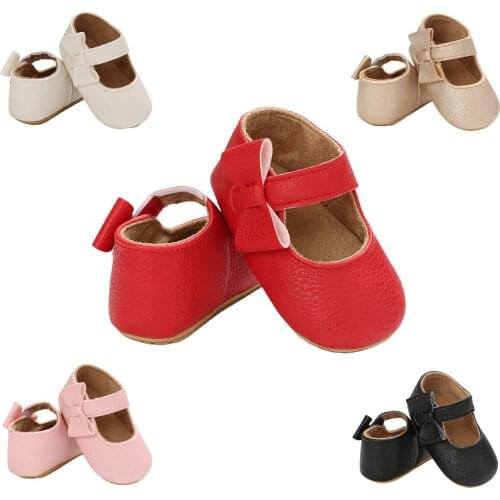 Citgeett Spring 0-18M Baby Girl Side Bow Shoes Strap First Walkers Princess Flats Non-Slip Infant Toddler 5 Colors
