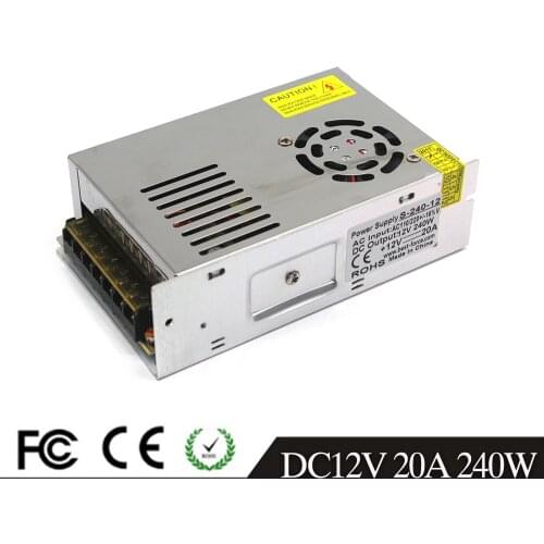 Universal DC12V 20A 240W Switch Power Supply Driver Switching 110V 220V AC DC 12V Lighting SMPS for LED Strip Display Light