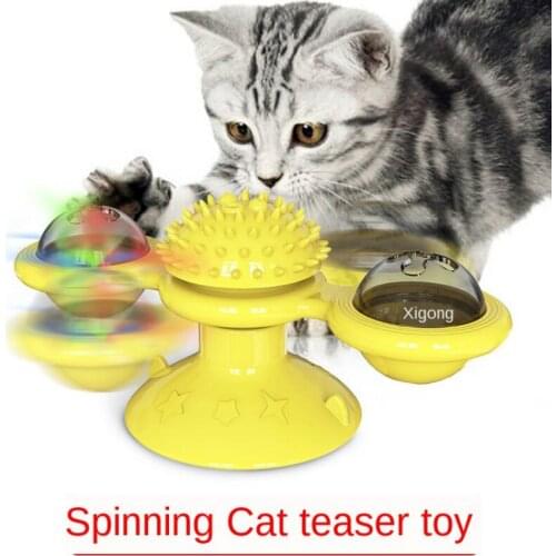 Windmill Cats BaubleTurntable Tease Cat Bauble Scratch Itching Brush Cleaning Toothbrush Multi-function Pet Supplies