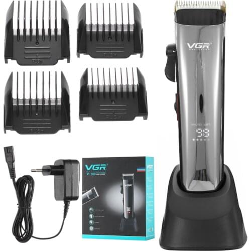 VGR Brand Professional Digital Hair Trimmer Rechargeable Electric Hair Clipper Mens Cordless Haircut Adjustable Ceramic Blade