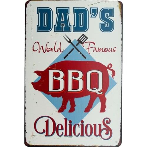 Vintage Metal Tin Signs Dad BBQ Hamburger Hot Dog Pizze Fries Cupcake Ice Cream Fast Food Wall Decor for Kitchen Cafe Diner 2020