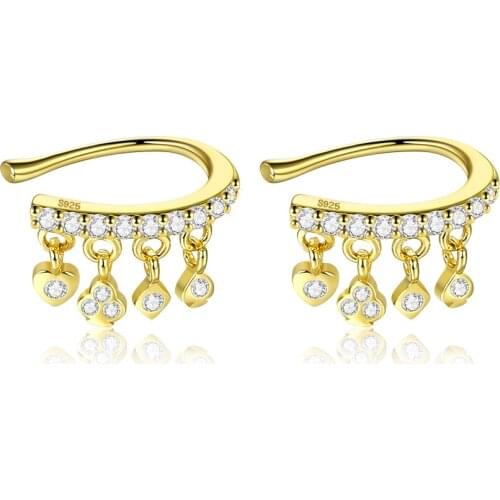 ZEMIOR Single Clip U Shaped Clear Cubic Zirconia Earring S925 Sterling Silver Earring For Women Fine Jewelry Gifts Free Shipping