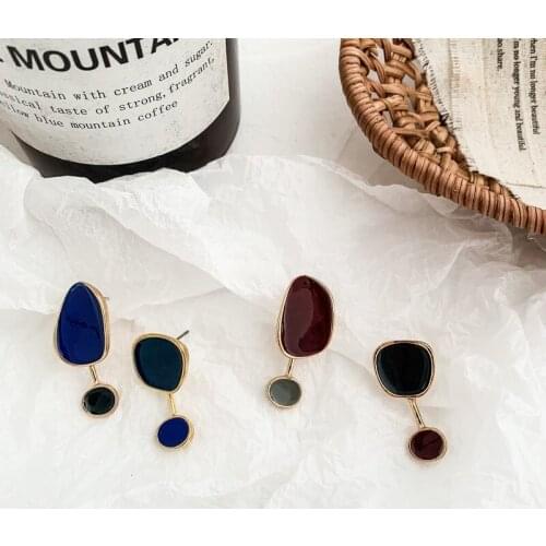 Origin Summer Unique Design Irregular Waterdrop Dangle Earings for Women Exquisite Contrast Color Asymmetric Earings Jewelry Hot