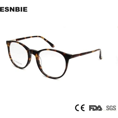 ESNBIE TR90 WomenS Eyeglasses Plastic Titanium Retro Round Korea Glasses Eyewear Frame Women Vintage Glasses Frame Men