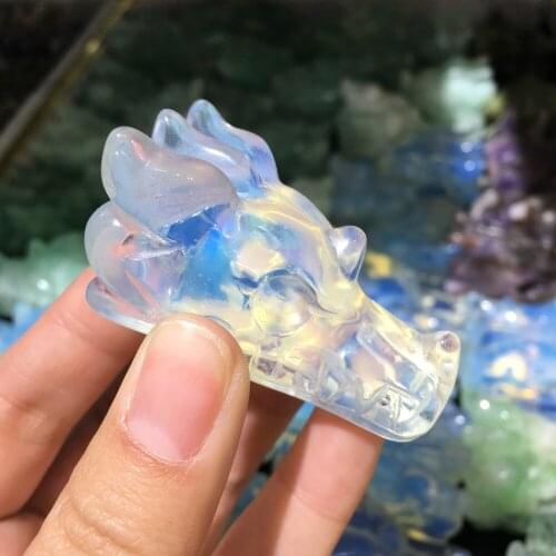 1pcs Natural quartz Carved Crystal opal Dragon Skull/Head Healing Reiki