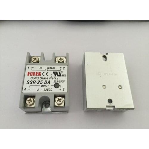 10PCS SSR25DA SSR-25DA Manufacturer 25A ssr relay,input 3-32VDC output 24-380VAC
