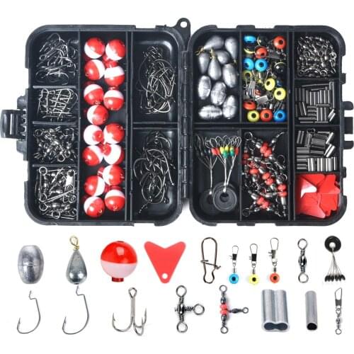 263pcs/box Fishing Tackle Set Box Fishing Accessories Kit Including Jig Hooks Fishing Sinker Weights Fishing Swivels Snaps