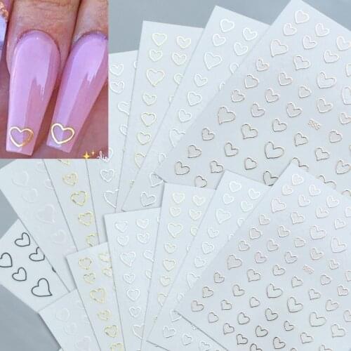 Black White Pink Gold 3D Nail Sticker Valentiness Day Love Heart Pattern Nail Decals Slider DIY Nail Art Decoration