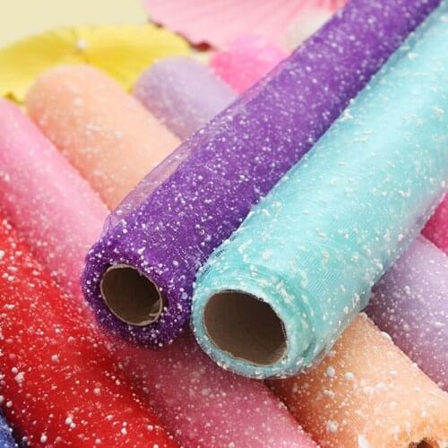 48CM*3.6M Tulle Roll Snowflake Dot Fabric Organza Ribbon DIY Flower Gift Wrap Wedding Birthday Bride Baby Shower Party Decor