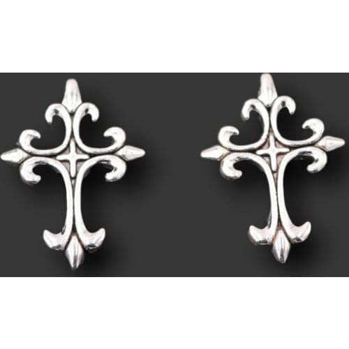 6pcs Silver Plated Catholic Lace Crosses Pendants Necklace Bracelet Metal Accessories DIY Charms For Jewelry Crafts Making A2369