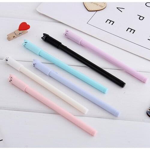 70Pcs Cute Kawaii Black Cat Gel Pen 0.5mm Cartoon Plastic Gel Pens for Writing Office School Supplies Stationery Wholesale
