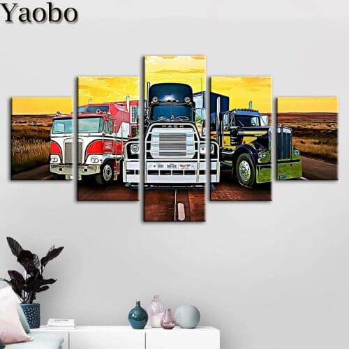 5 Pcs/Set 5d diy diamond painting multi-picture combination farm Truck Landscape embroidery rhinestone Diamond Mosaic Decor
