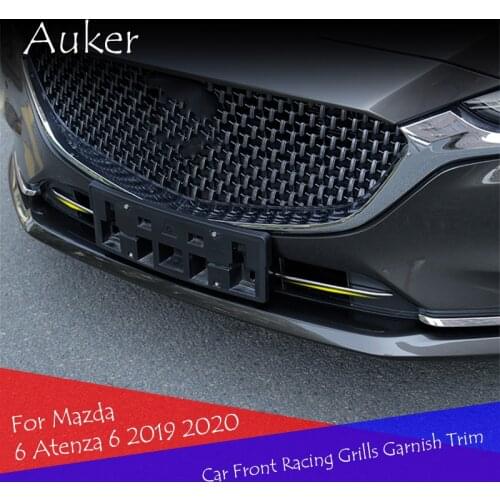 Stainless Steel Car Accessory Car Front Grill Grille Trim Strips Sticker Car Styling Accessories For Mazda 6 Atenza 6 2019-2021