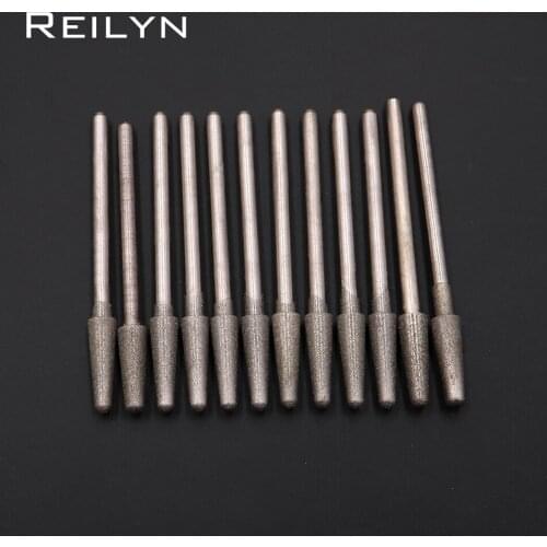 B type 400# 2.35mm shank 1-6mm 8pc Diamond Grinding burr abrasive bits jade diamond polishing bits teeth grinding needle