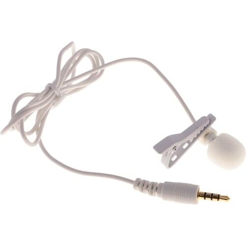 White Lavalier Microphone with Tie Collar Shirt Clip for Smartphones