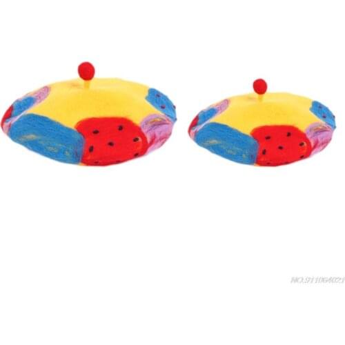FreeShip Beret Hats in Bright Colors Newsboy in Vivid Colors Oil Painting Style Fuzzy for Women Warm Keeping in Winter wholesale